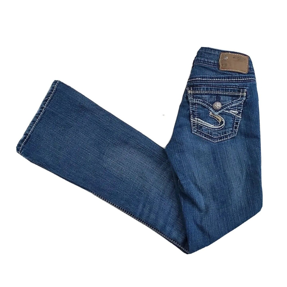 Silver Suki Surplus Denim Blue Jeans (Womens Size 24" x 32") Button Flap Pockets